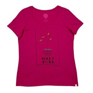 Life Is Good Pink Half Full Vase Tee Size Medium